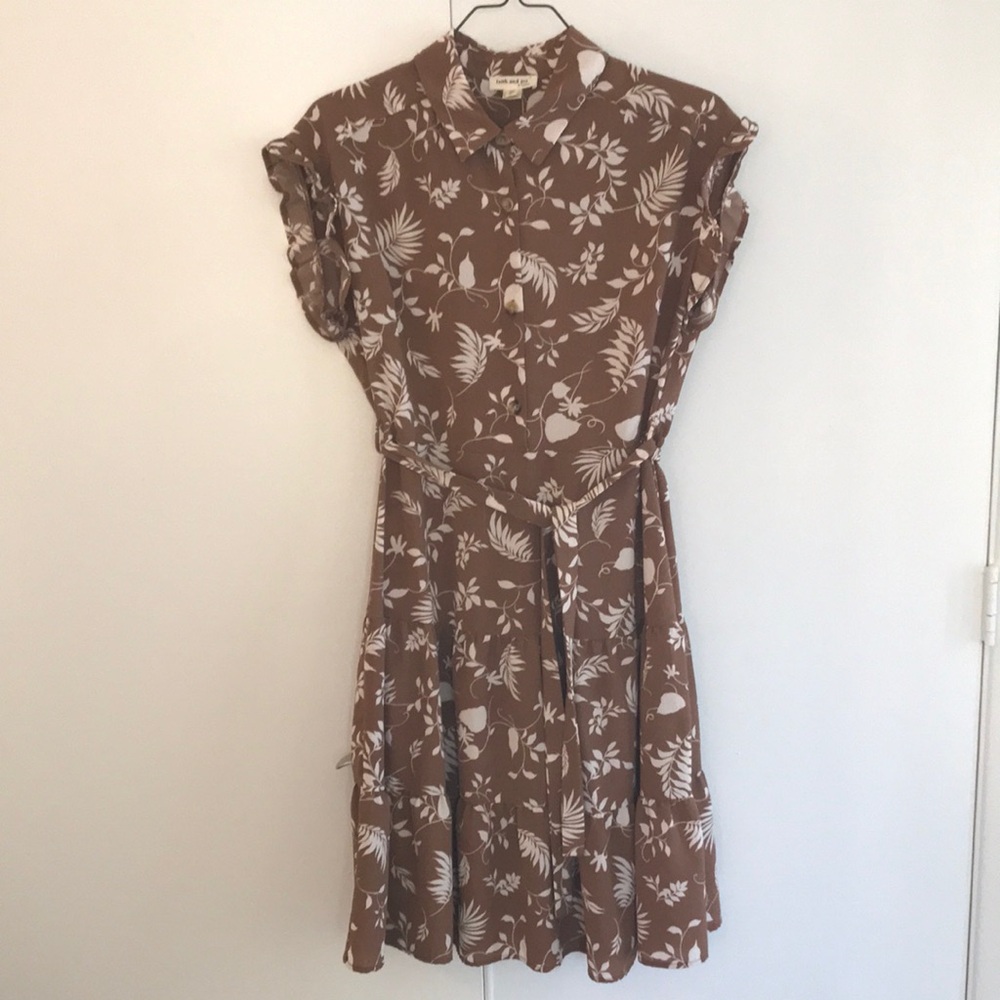 Monteau Brown Floral Shirt Dress
